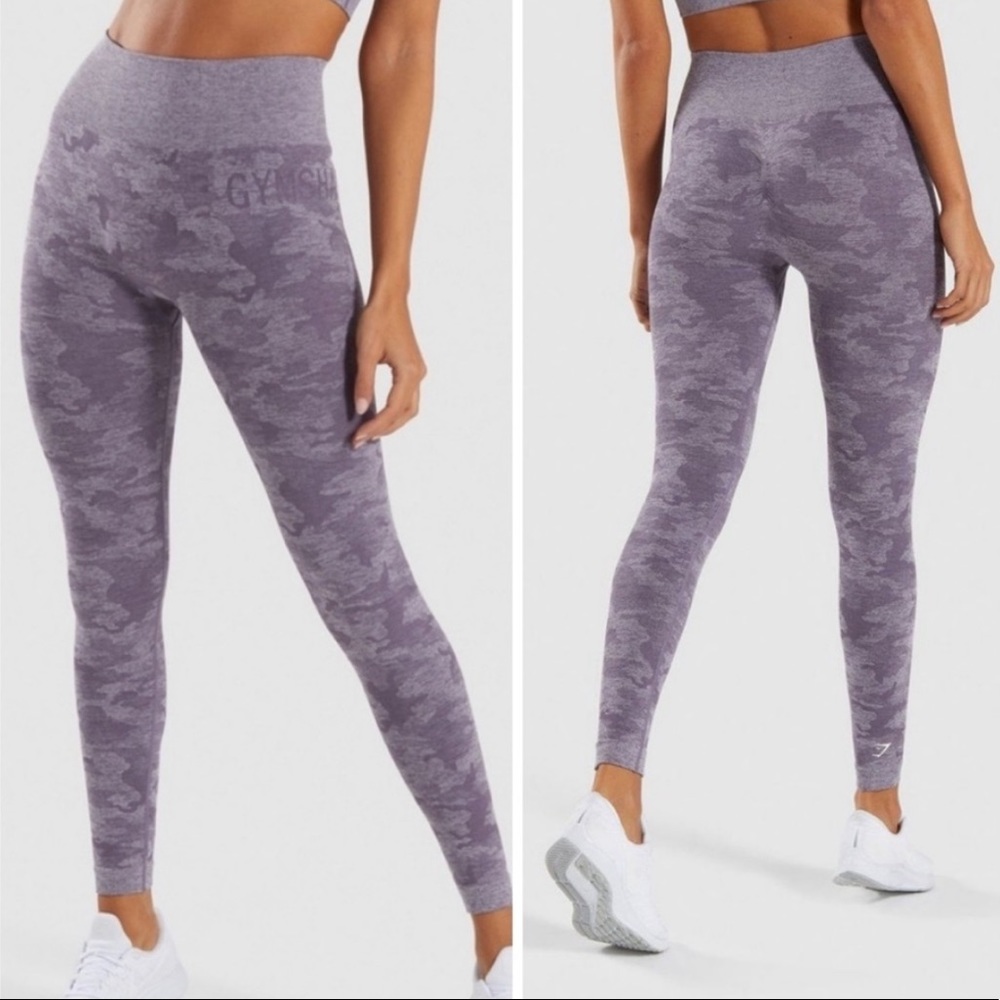 Gym Shark Adapt Purple Camo Seamless Leggings Size Small